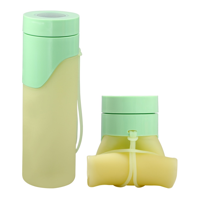 鸣順(Mingshun)硅胶水杯便携家用户外旅行杯子可折叠成人杯子儿童运动水壶 黄色