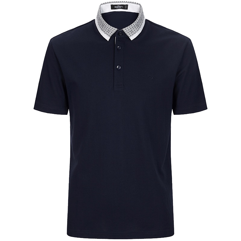 柒牌SEVEN男装短袖T恤中年男士商务休闲翻领丝光棉纯棉