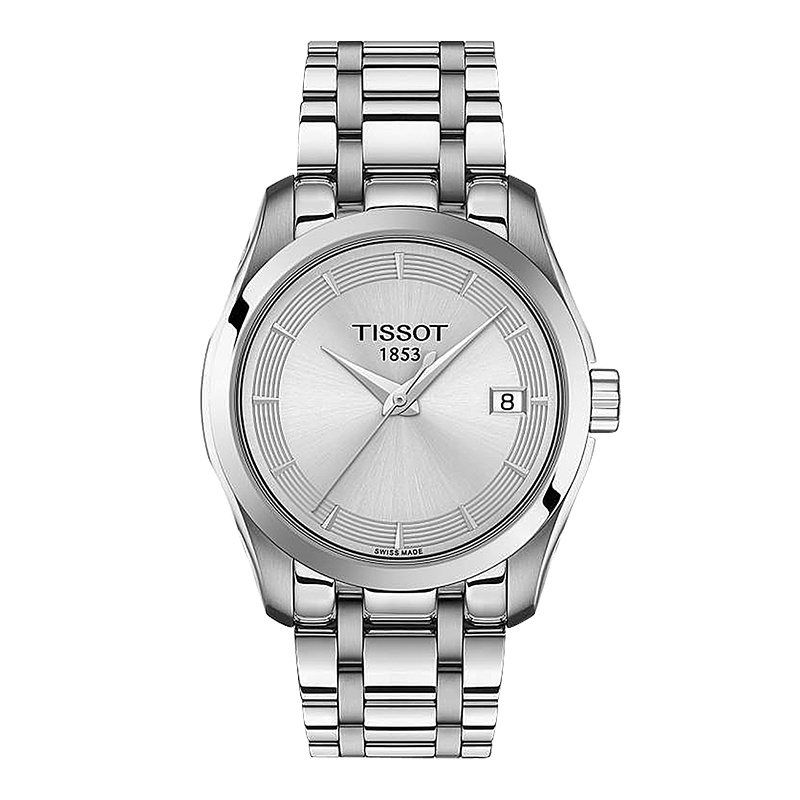 天梭(TISSOT)瑞士手表 商务雅致简约百搭女表 库图系列钢带女士石英表T035.210.11.031.00