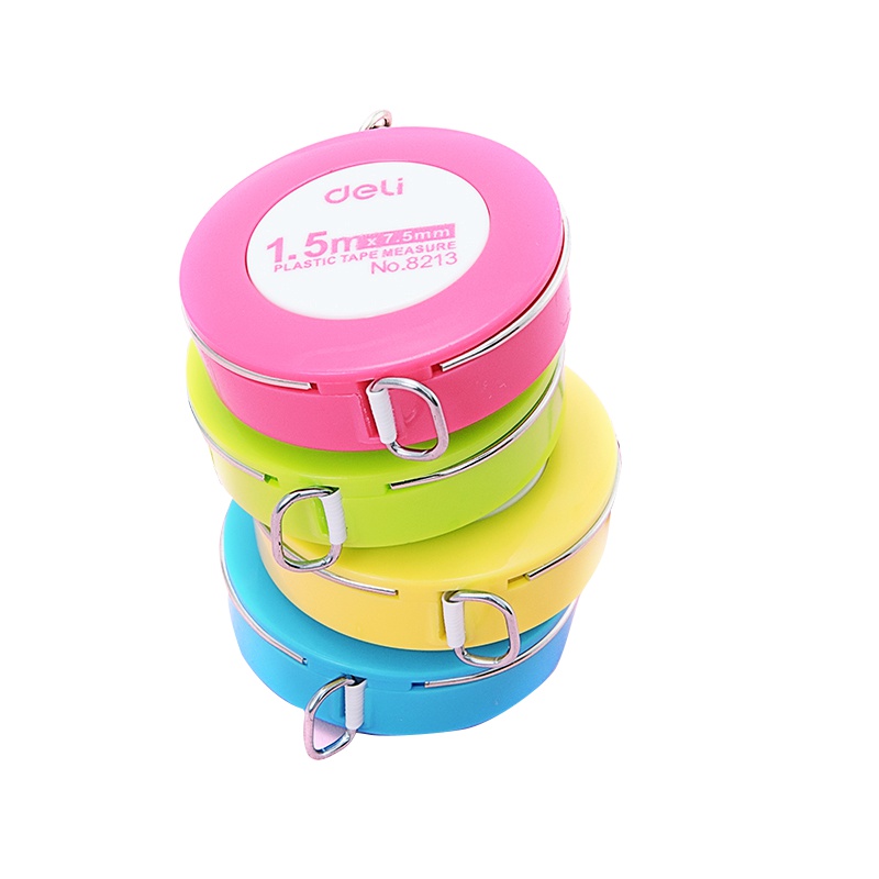 得力deli8213迷你可爱小卷尺 1.5米测量尺服装皮尺腰围尺三围软尺量衣量身尺彩色小卷尺迷你便携5个装颜色随机