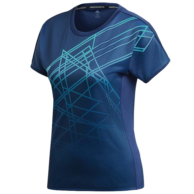 阿迪达斯 (adidas)短袖 运动T恤女速干透气羽毛球服针织圆领休闲半袖上衣 女款深蓝色短袖CW7064 (S-XXL