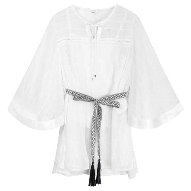 拉夏贝尔v领衬衫女设计感小众夏装新款春宽松心机上衣洋气衬衣仙女范_451 S 白色