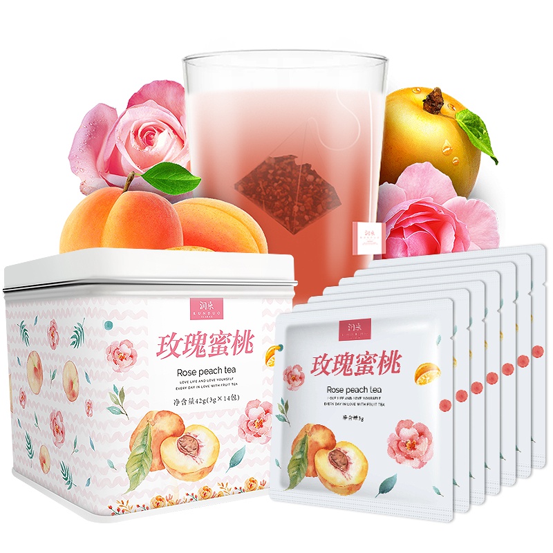玫瑰蜜桃花果茶 润朵水果花果茶包蜜桃玫瑰花组合袋泡茶