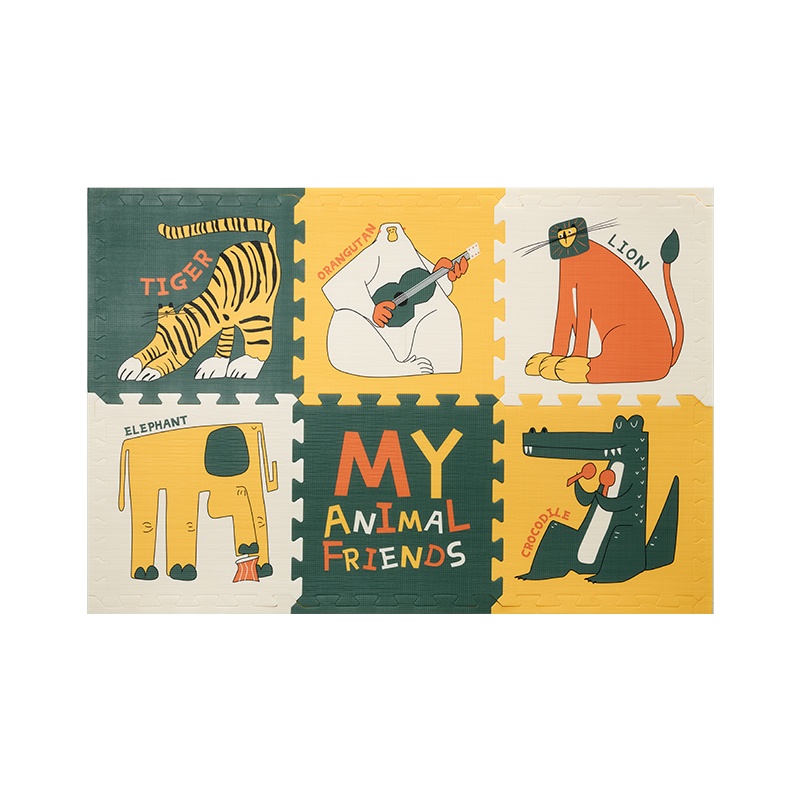 babycare宝宝爬行垫拼接加厚家用婴儿无味客厅爬爬垫儿童泡沫地垫9片装-麦斯奇配对单片58cm*58cm*2.5cm