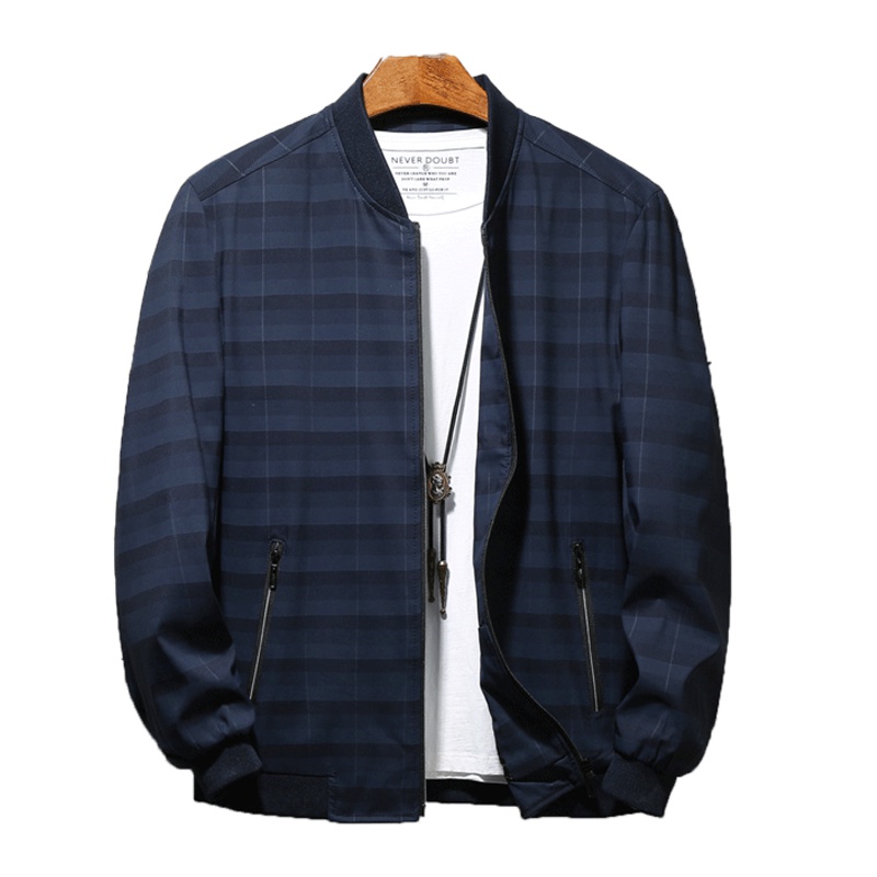 北极绒男士夹克2019秋季新款条纹立领夹克上衣男装外套