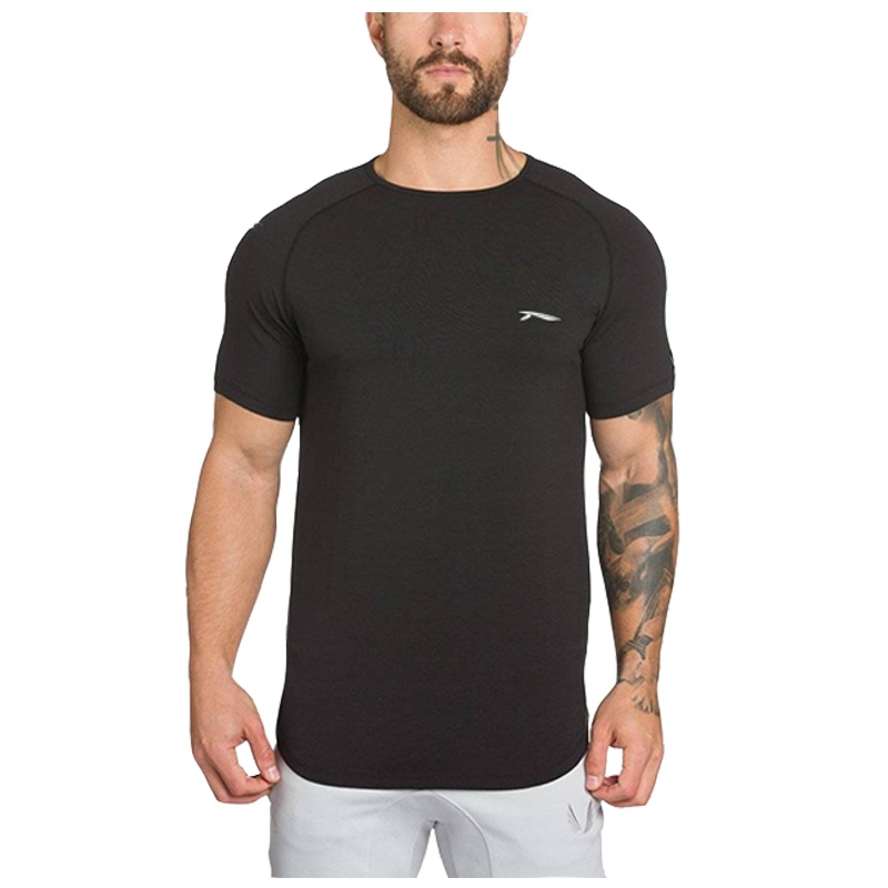 Marasoo运动t恤男短袖修身弹力棉休闲圆领健身潮流跑步透气上衣纯色