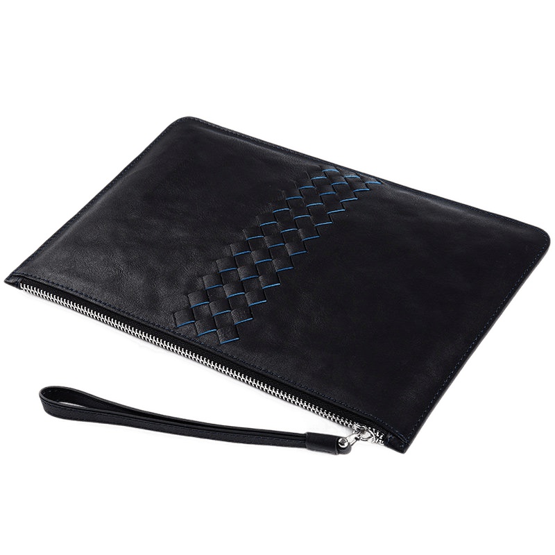 金利来信封包手拿男士真皮编织头层牛皮商务大容量个性手抓包潮包