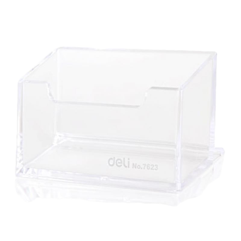得力文具 deli 7623 大容量名片座 塑料透明资料收纳盒 方便拿取 3个装
