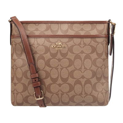 Coach 蔻驰 女士棕色帆布PVC单肩包斜挎包 F29210IME74
