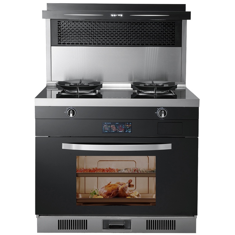 荣事达(Royalstar)JJZT-9623 家用蒸烤箱消毒柜一体灶变频彩屏节能大吸力侧吸式下排烟 天然气 集成灶