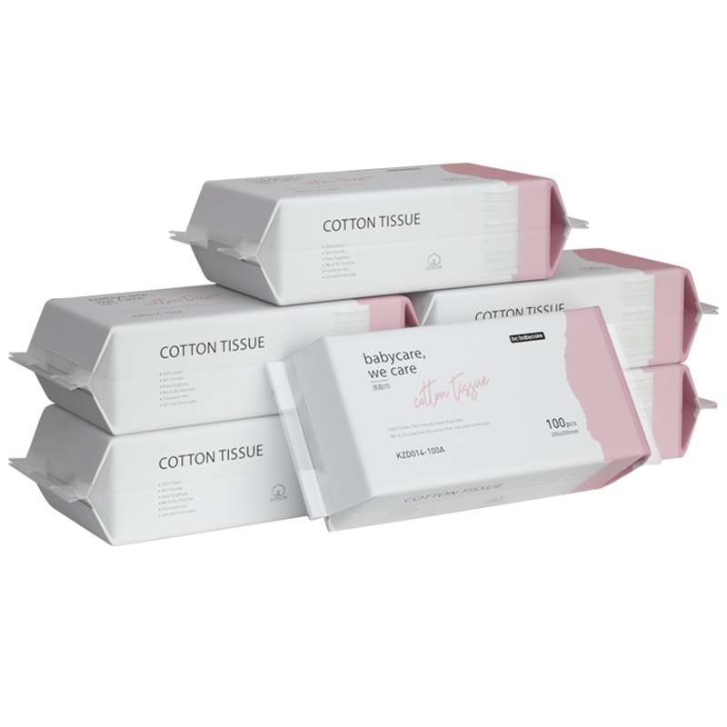 babycare 婴儿棉柔巾加厚加大 一次性洗脸巾干湿两用巾 新生儿洁面巾纯棉擦脸巾 成人可用 100抽*6包