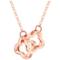 [2020新款]老庙黄金 18K金项链Au750幸运四叶草双环套链