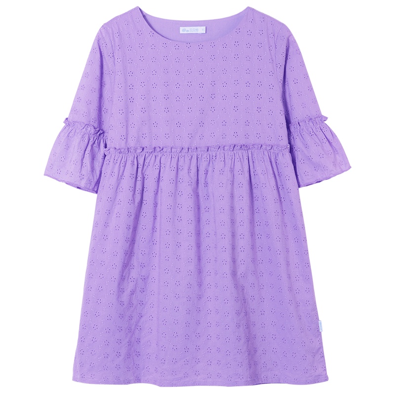 贝贝怡夏季高腰透气纯棉镂空连衣裙182Y331