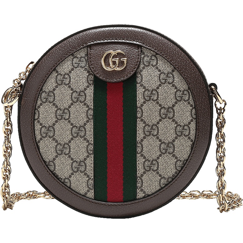 GUCCI 古驰 女士Ophidia系列人造帆布配皮圆形单肩斜挎包 550618 96I3B