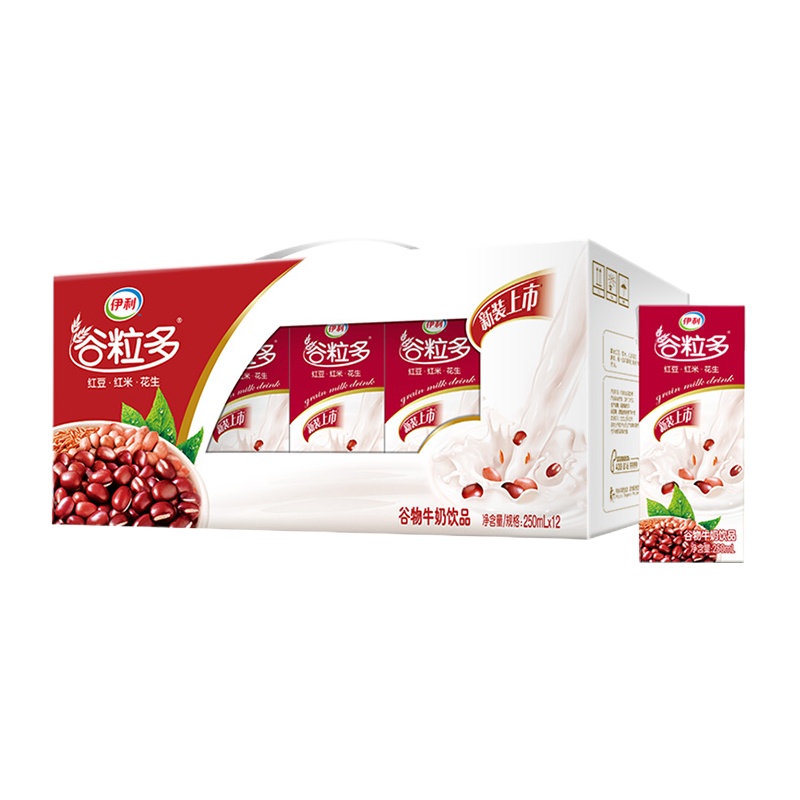 8月伊利 谷粒多 谷物牛奶饮品 红谷牛奶 粗粮牛奶250mlx12