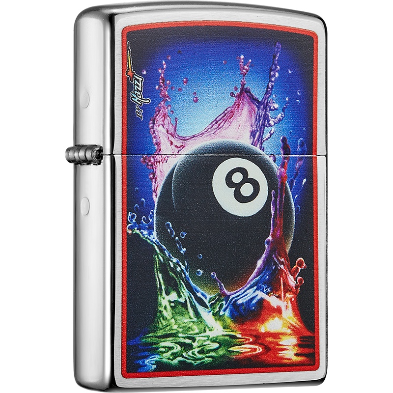 Zippo芝宝打火机美国进口防风煤油打火机台球潮流彩绘29295-000018 幸运黑8