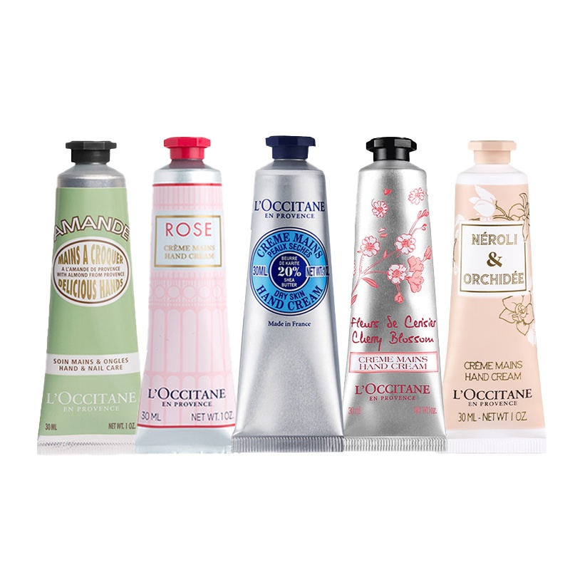 欧舒丹护手霜礼盒套装补水保湿(云中月桂30ml+绿野奇境30ml+马鞭草30ml+甜扁桃30ml+樱花30ml)