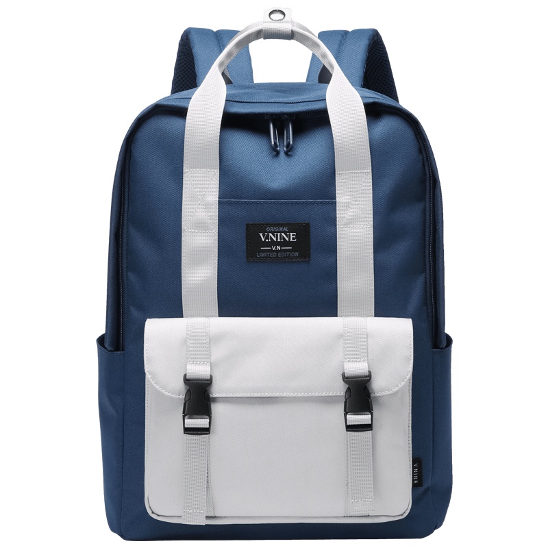 第九城（V.NINE） 双肩包男14英寸电脑背包撞色手提学生休闲书包