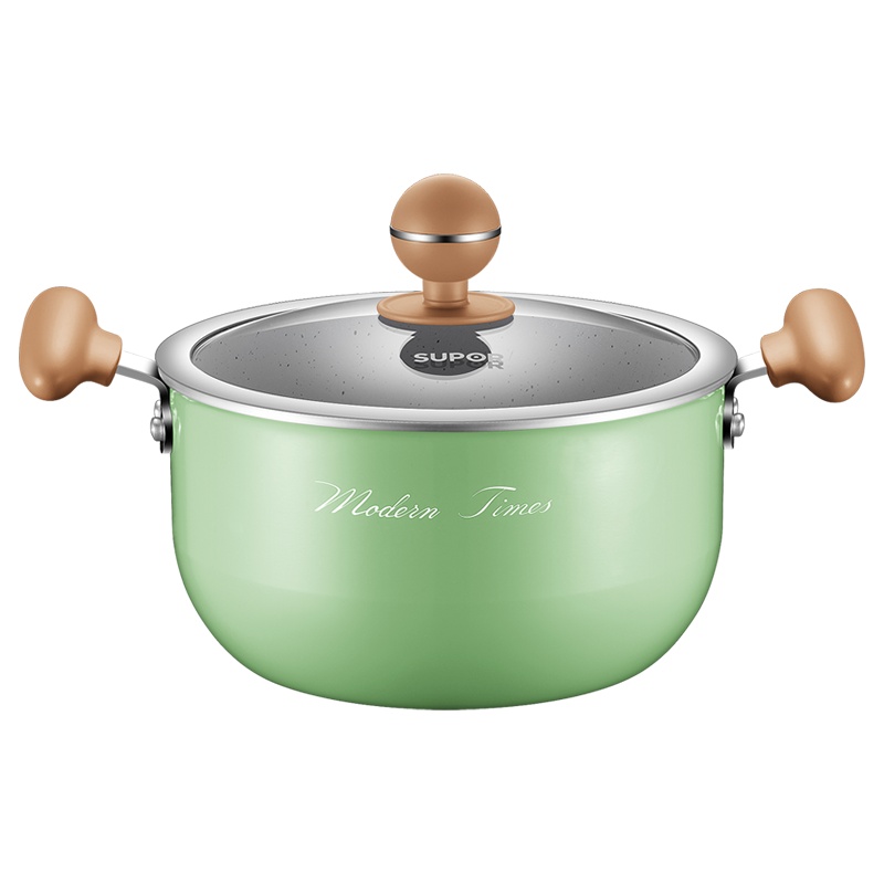 苏泊尔(SUPOR)汤锅不粘锅汤奶锅麦饭石色大容量迷色系列电磁炉燃气灶通用 (20厘米绿款)ET20JAP01-V