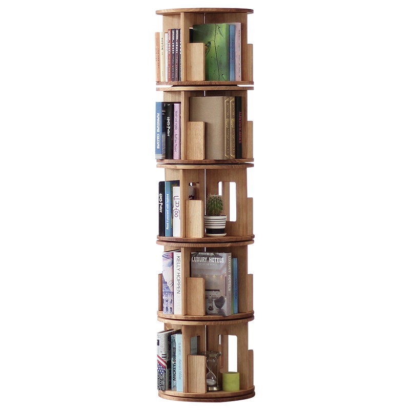 铭威盾全实木旋转书架客厅小书柜收纳书橱儿童绘本创意转角落地置物书架