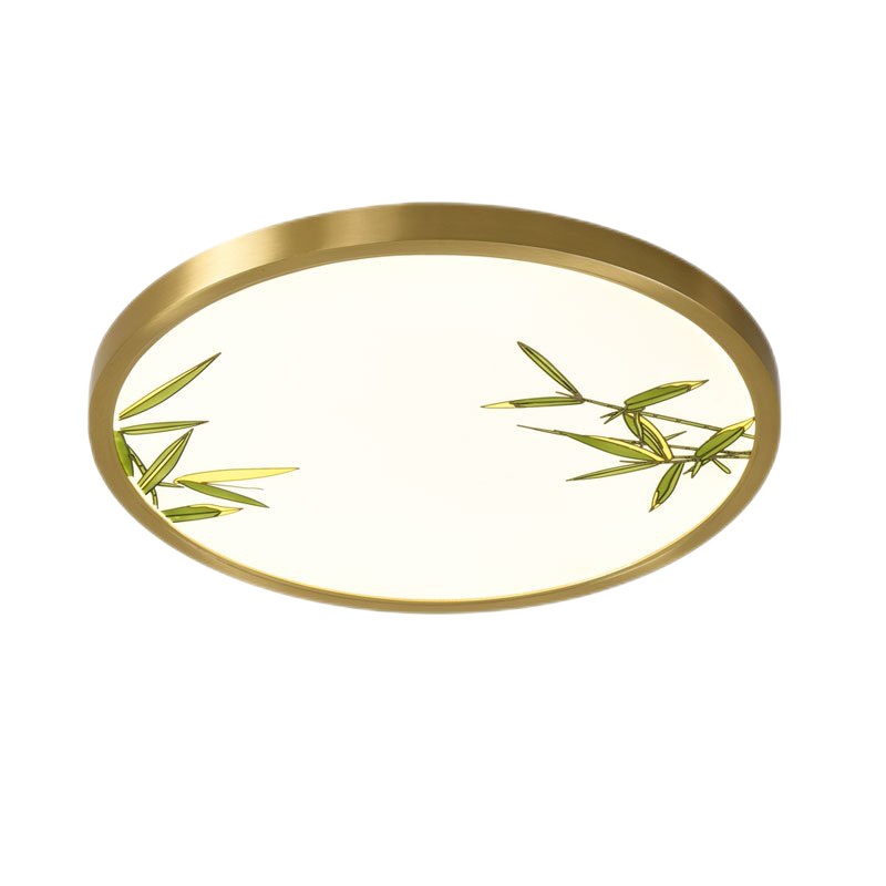 全铜轻奢珐琅彩吸顶灯卧室圆形超薄LED灯具简约创意客厅新中式灯