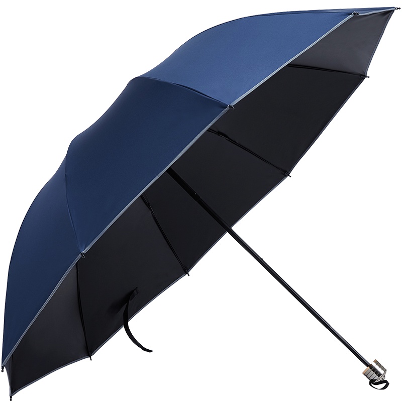 红叶雨伞 黑胶加大加固三折雨伞晴雨伞强力拒水一甩干商务伞 藏青色9902