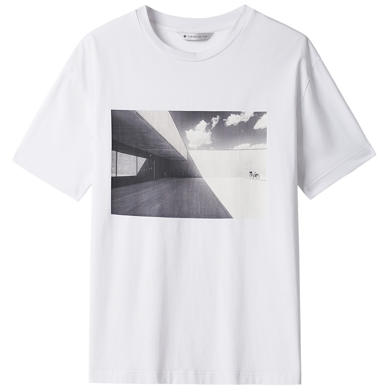 千仞岗春季新款男士圆领时尚印花短袖T恤潮流舒适百搭