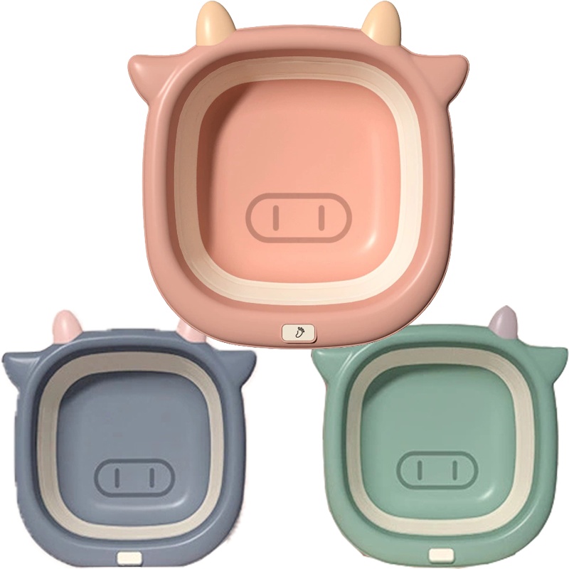 乐可爱萌牛折叠盆*3 3色各1