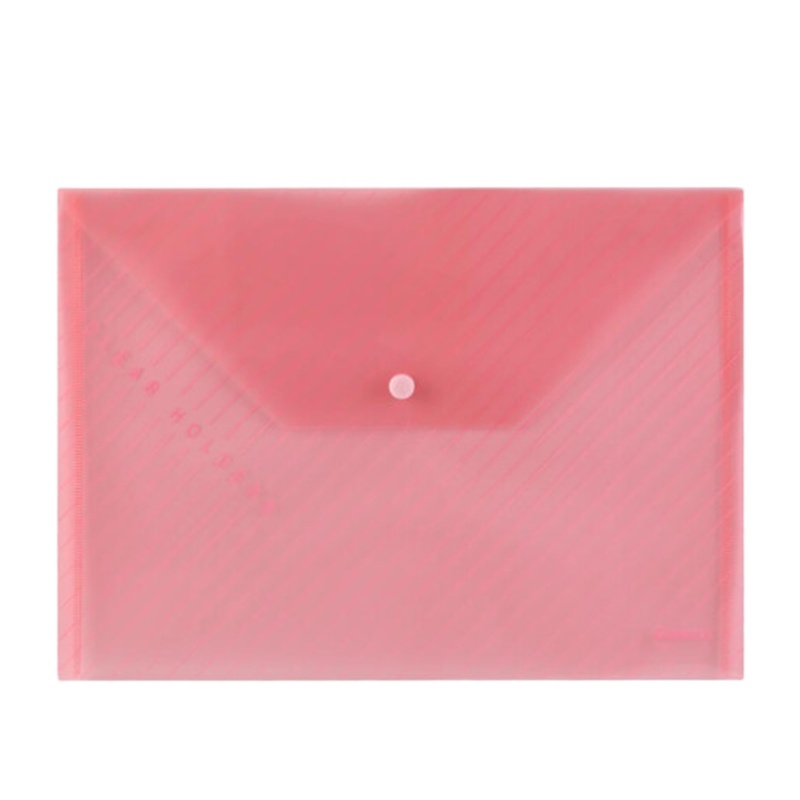 齐心 C330-X 办公透明按扣袋 A4 颜色随机10个装