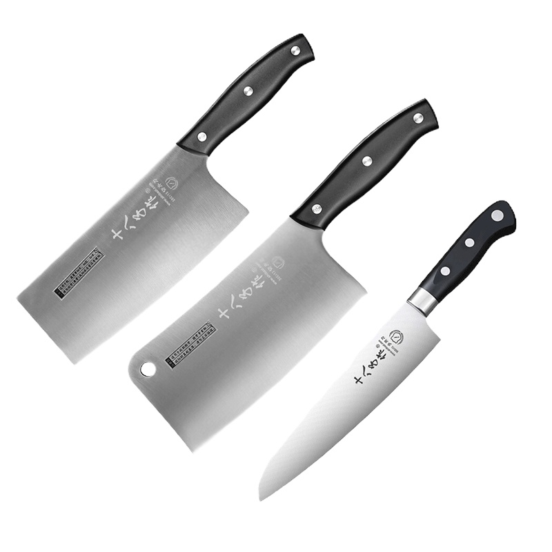 十八子作Z2907雅致3件套全套厨房刀具(切片刀+斩骨刀+多用刀)刀具套装厨房家用水果刀组合菜刀400系列不锈钢材质