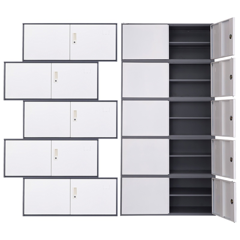 震海 五节档案柜文件柜办公柜灰套白档案资料柜办公家具办公柜类钢制加厚办公室储物柜