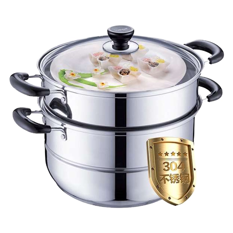 苏泊尔(SUPOR)好帮手不锈钢二层双层复底蒸锅汤锅26cm304不锈钢SZ26B5明火电磁炉通用