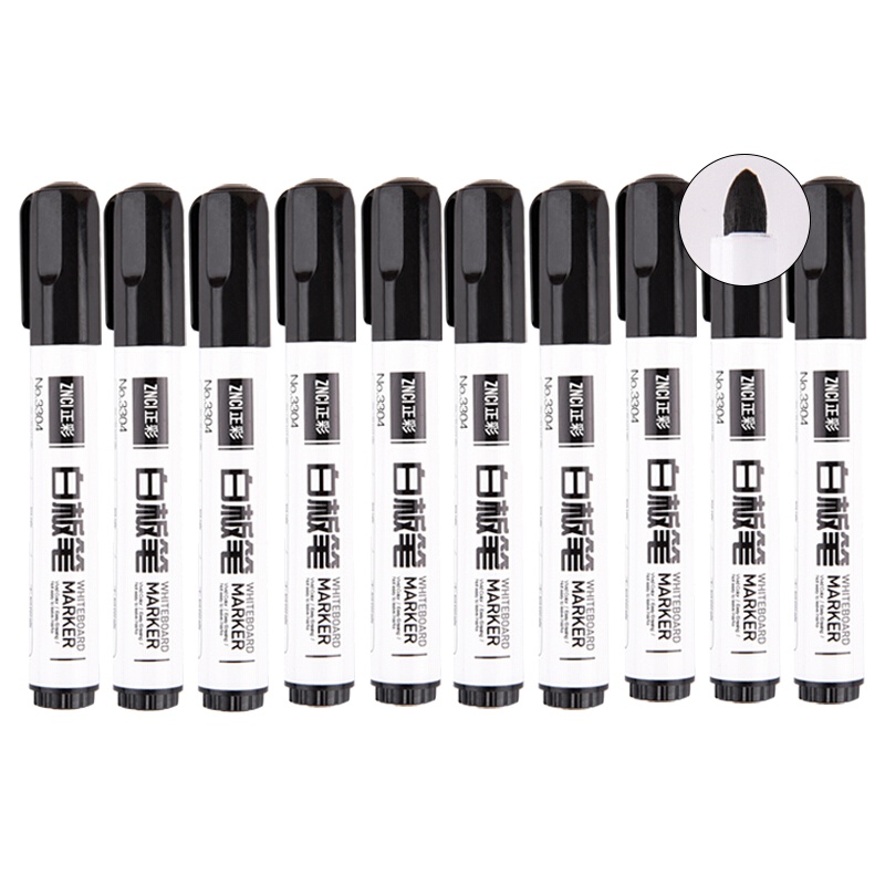 正彩(ZNCI)3304白板笔10支/盒 黑色可擦易擦白板笔水性笔办公文具用品