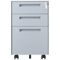 迪欧 DIOUS 资料柜 储物柜 钢制铁皮柜 文件柜 密码锁 三抽屉 闪银色 扣手活动柜