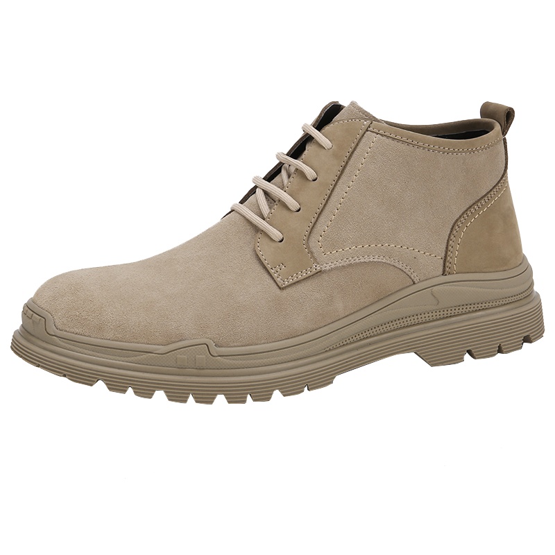 木林森靴子男真皮英伦圆头潮流系带马丁靴男厚底保暖百搭高帮男鞋