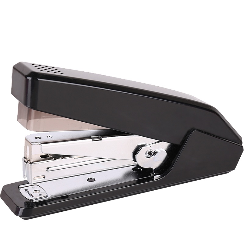 得力deli0468省力结构订书机/装订器 一指按压适配12#钉可装150枚钉黑色