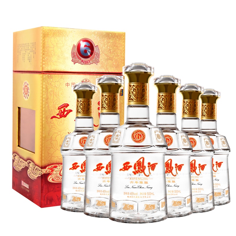 西凤酒 六年陈酿 45度 500ml*6瓶整箱装 凤香型白酒