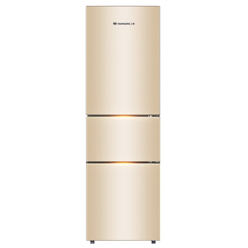 上菱191升三门冰箱 中门软冷冻养鲜 三门三温 优质节能家用租房电冰箱BCD-191THCK(金)