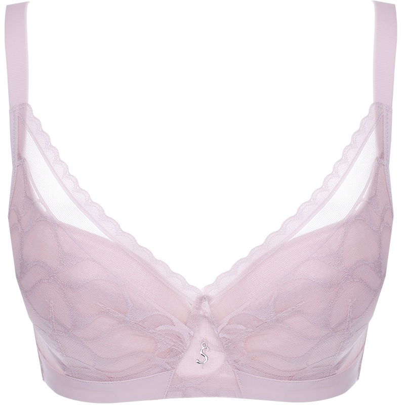 莎莲妮大胸显小轻薄大罩杯薄款文胸聚拢调整收副乳女内衣性感蕾丝