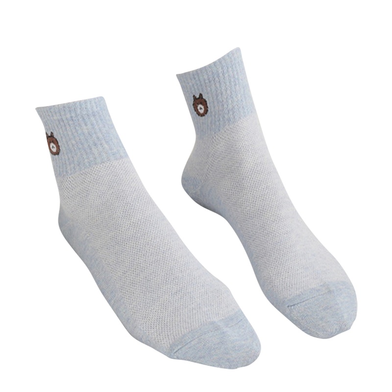 浪莎5双袜子女ins潮 春秋夏季薄款 纯棉女士网眼 运动透气 防臭