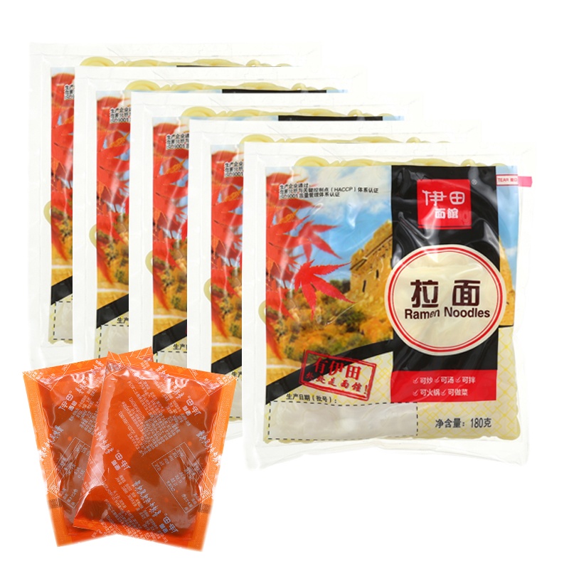 伊田面馆拉面车仔面5连包2袋香辣酱组合