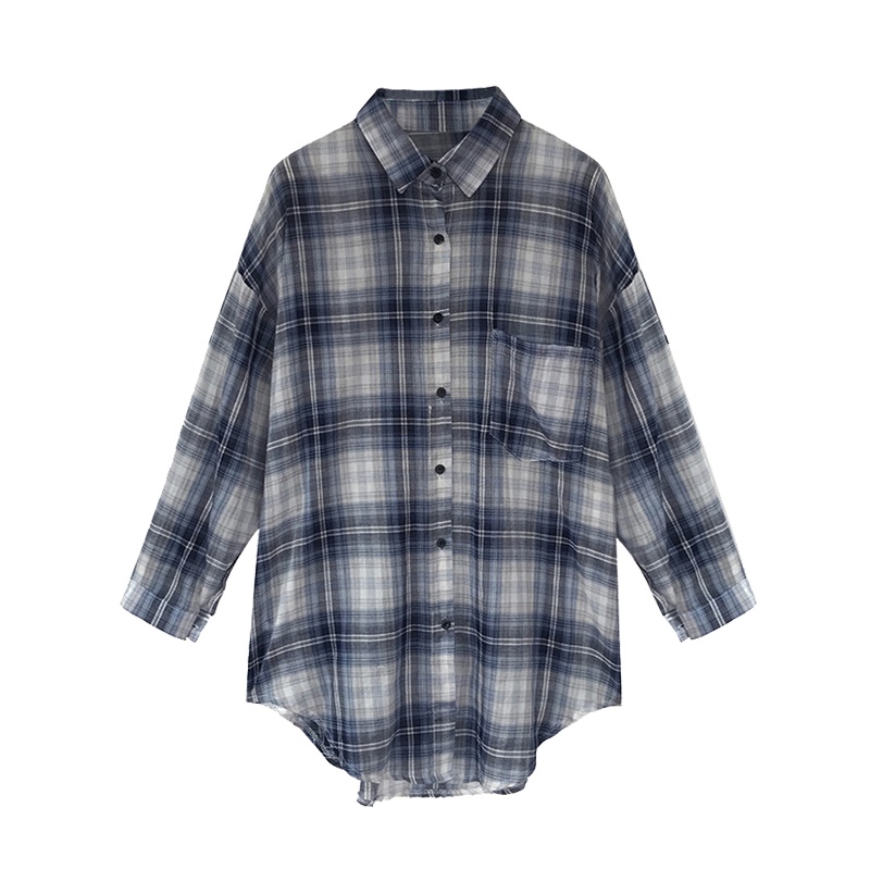 如熙格子衬衫女秋装韩版设计感小众上衣宽松港味复古衬衣