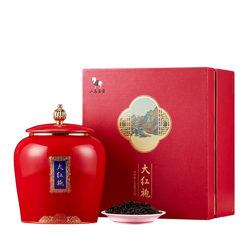 八马茶叶 千里江山武夷大红袍 武夷岩茶乌龙茶 瓷罐装160g