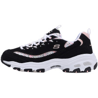 Skechers斯凯奇女鞋休闲鞋时尚皮面拼接熊猫运动鞋13144 13144/BKLP黑色+浅粉色