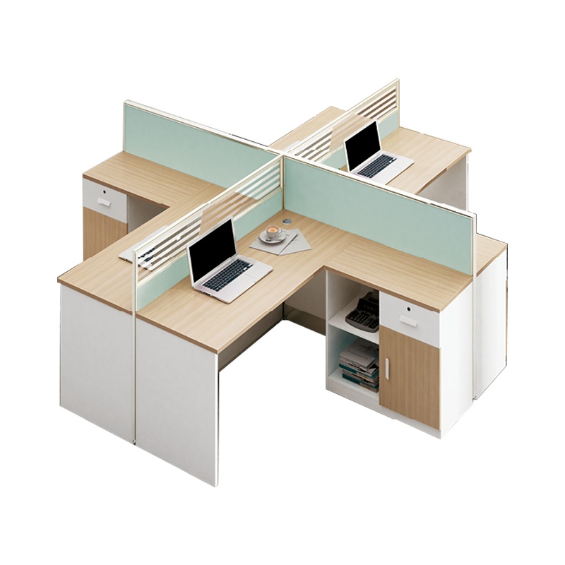 钜晟 办公桌2.8米四人位屏风电脑桌JS-P1408十字