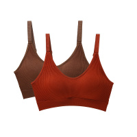 ENK 2件装简约舒适百搭打底聚拢防走光运动无钢圈文胸女