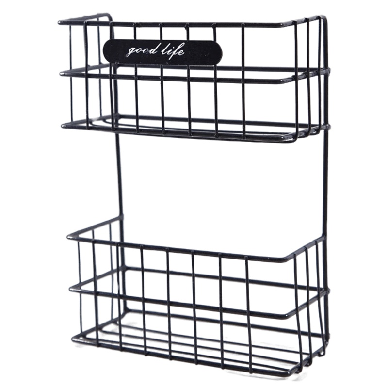 厨卫铁艺双层置物架 免打孔沥水收纳厨房卫生间水槽多功能抹布百洁布洗发水毛巾收纳用支架 科林清