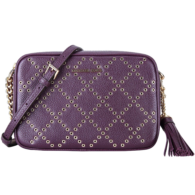 MICHAEL KORS迈克·科尔斯mk女包奢侈品欧美时尚高级MK气质真皮格纹拉链女士单肩斜挎包