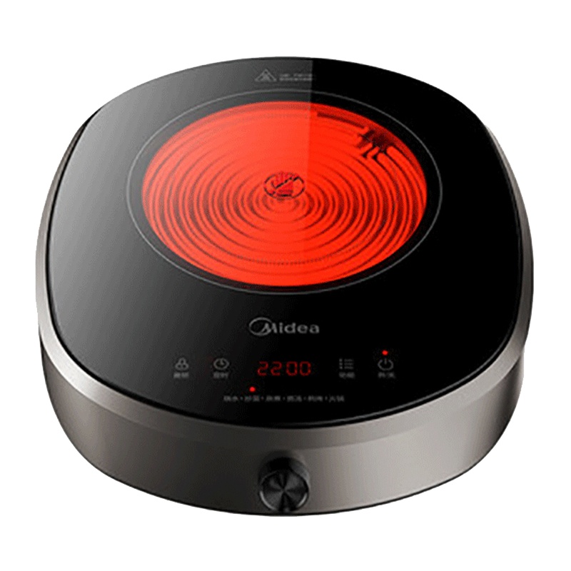 美的（Midea）电磁炉光波电陶炉家用爆炒小型煮茶炉大功率不挑锅H22-H201 【曜石黑】