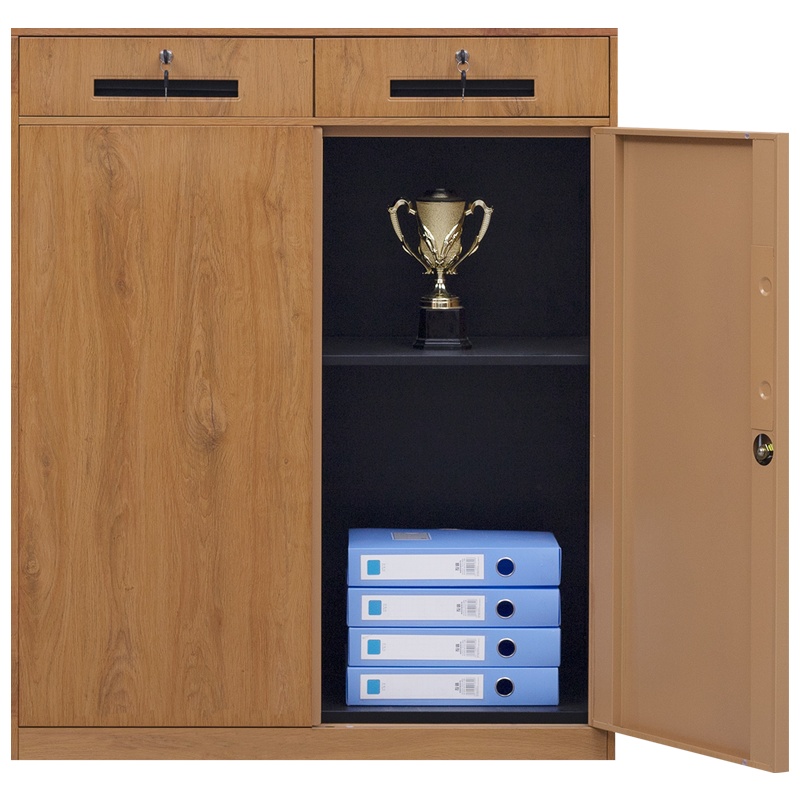 震海 木纹二斗矮柜文件柜办公柜矮柜木纹黄经济型档案资料柜办公柜类钢制加厚办公室储物柜